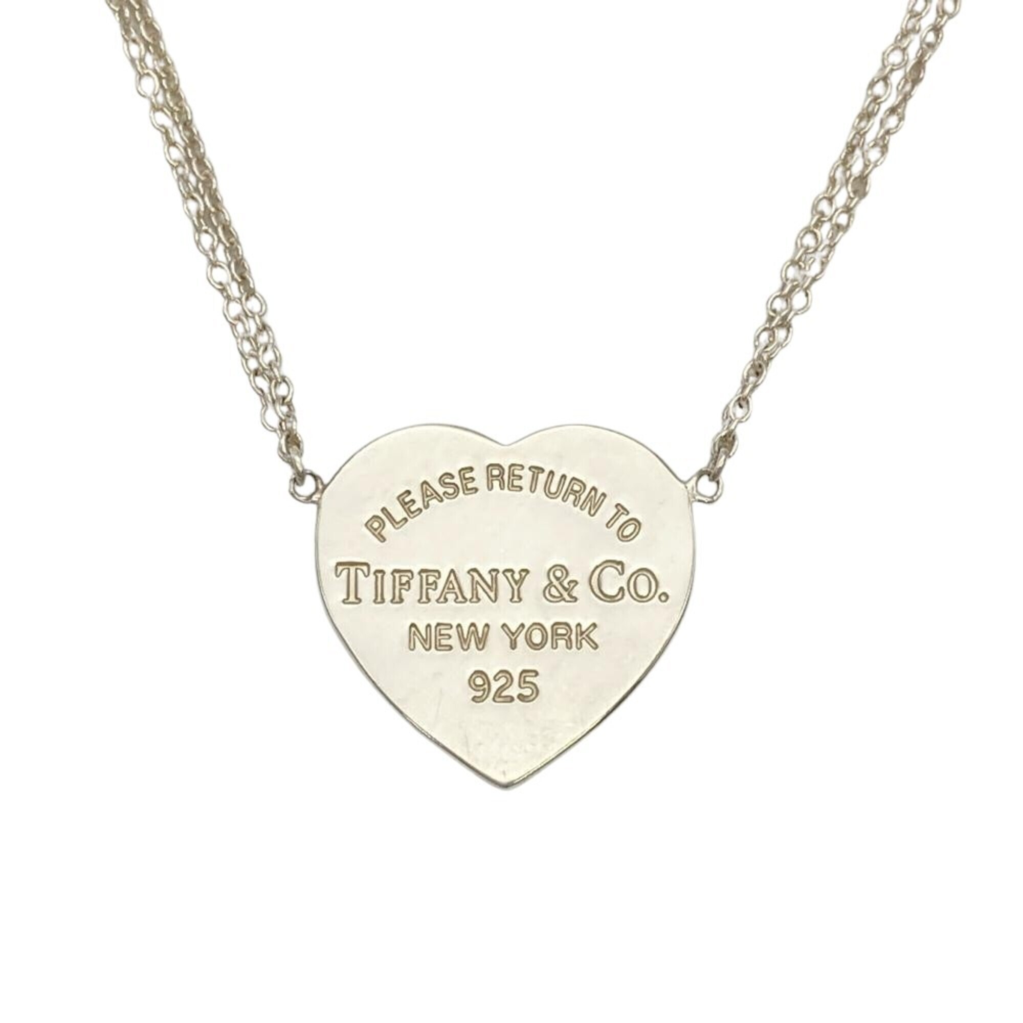 Tiffany & Co. Return To Heart Double Chain Necklace, Sv925, 4.0g, Silver